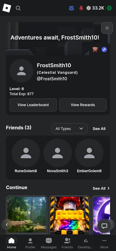 RoGold V2 on the Roblox home page, on a phone